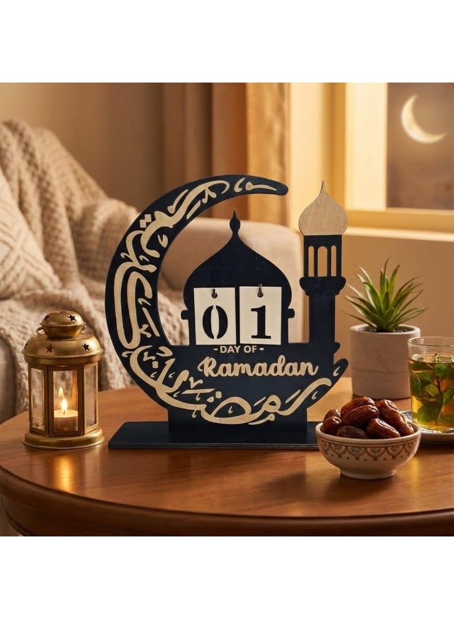 زينة رمضان | تقويم رمضان مصنوع من الخشب | تقويم رمضان للأطفال | تقويم عيد مبارك، تقويم العد التنازلي لرمضان DIY لمدة 30 يومًا - تقويم للمنزل - Image 5